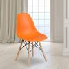 Flash Furniture 2 Pack Elon Series Moss Gray Plastic Chair with Wooden Legs for Versatile Kitchen, Dining Room, Living Room, Library or Desk Use(Orange)