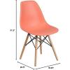 Flash Furniture 2 Pack Elon Series Moss Gray Plastic Chair with Wooden Legs for Versatile Kitchen, Dining Room, Living Room, Library or Desk Use(Peach)
