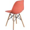 Flash Furniture 2 Pack Elon Series Moss Gray Plastic Chair with Wooden Legs for Versatile Kitchen, Dining Room, Living Room, Library or Desk Use(Peach)