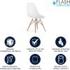 Flash Furniture 2 Pack Elon Series Moss Gray Plastic Chair with Wooden Legs for Versatile Kitchen, Dining Room, Living Room, Library or Desk Use(White)
