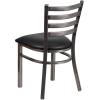 Flash Furniture 2 Pack HERCULES Series Clear Coated Ladder Back Metal Restaurant Chair – Black Vinyl Seat(Black Vinyl Seat/Clear Coated Metal Frame)