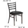 Flash Furniture 2 Pack HERCULES Series Clear Coated Ladder Back Metal Restaurant Chair – Black Vinyl Seat(Black Vinyl Seat/Clear Coated Metal Frame)