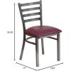 Flash Furniture 2 Pack HERCULES Series Clear Coated Ladder Back Metal Restaurant Chair – Black Vinyl Seat(Burgundy Vinyl Seat/Clear Coated Metal Frame)