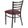 Flash Furniture 2 Pack HERCULES Series Clear Coated Ladder Back Metal Restaurant Chair – Black Vinyl Seat(Burgundy Vinyl Seat/Clear Coated Metal Frame)