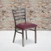 Flash Furniture 2 Pack HERCULES Series Clear Coated Ladder Back Metal Restaurant Chair – Black Vinyl Seat(Burgundy Vinyl Seat/Clear Coated Metal Frame)