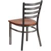 Flash Furniture 2 Pack HERCULES Series Clear Coated Ladder Back Metal Restaurant Chair – Black Vinyl Seat(Cherry Wood Seat/Clear Coated Metal Frame)