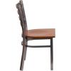 Flash Furniture 2 Pack HERCULES Series Clear Coated Ladder Back Metal Restaurant Chair – Black Vinyl Seat(Cherry Wood Seat/Clear Coated Metal Frame)
