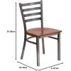 Flash Furniture 2 Pack HERCULES Series Clear Coated Ladder Back Metal Restaurant Chair – Black Vinyl Seat(Cherry Wood Seat/Clear Coated Metal Frame)