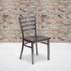 Flash Furniture 2 Pack HERCULES Series Clear Coated Ladder Back Metal Restaurant Chair – Black Vinyl Seat(Walnut Wood Seat/Clear Coated Metal Frame)