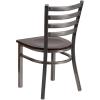 Flash Furniture 2 Pack HERCULES Series Clear Coated Ladder Back Metal Restaurant Chair – Black Vinyl Seat(Walnut Wood Seat/Clear Coated Metal Frame)