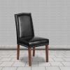 Flash Furniture 2 Pk. HERCULES Hampton Hill Series Black LeatherSoft Parsons Chair with Silver Accent Nail Trim(Black Leathersoft)