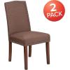 Flash Furniture 2 Pk. HERCULES Hampton Hill Series Brown Fabric Parsons Chair with Silver Accent Nail Trim