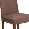 Flash Furniture 2 Pk. HERCULES Hampton Hill Series Brown Fabric Parsons Chair with Silver Accent Nail Trim