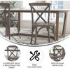 Flash Furniture 2-Pack Advantage Commercial X-Back Chairs with Solid Elm Wood One Piece Frame in Medium Natural with White Grain(Grey)