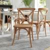 Flash Furniture 2-Pack Advantage Commercial X-Back Chairs with Solid Elm Wood One Piece Frame in Medium Natural with White Grain(Light Brown)