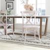 Flash Furniture 2-Pack Advantage Commercial X-Back Chairs with Solid Elm Wood One Piece Frame in Medium Natural with White Grain(Lime Wash)