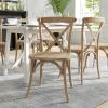 Flash Furniture 2-Pack Advantage Commercial X-Back Chairs with Solid Elm Wood One Piece Frame in Medium Natural with White Grain(Medium Natural White Grain)