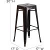 Flash Furniture 30″H Commercial Modern Metal Backless Barstool, Indoor/Outdoor Industrial Square Stacking Bar Stool for Patio Bars/Restaurants, Black(Black-antique Gold)