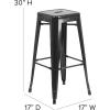 Flash Furniture 30″H Commercial Modern Metal Backless Barstool, Indoor/Outdoor Industrial Square Stacking Bar Stool for Patio Bars/Restaurants, Black(Black)