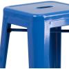 Flash Furniture 30″H Commercial Modern Metal Backless Barstool, Indoor/Outdoor Industrial Square Stacking Bar Stool for Patio Bars/Restaurants, Black(Blue)