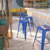 Flash Furniture 30″H Commercial Modern Metal Backless Barstool, Indoor/Outdoor Industrial Square Stacking Bar Stool for Patio Bars/Restaurants, Black(Blue)