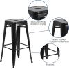 Flash Furniture 30″H Commercial Modern Metal Backless Barstool, Indoor/Outdoor Industrial Square Stacking Bar Stool for Patio Bars/Restaurants, Black(Black)