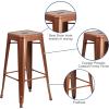 Flash Furniture 30″H Commercial Modern Metal Backless Barstool, Indoor/Outdoor Industrial Square Stacking Bar Stool for Patio Bars/Restaurants, Black(Copper)