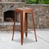 Flash Furniture 30″H Commercial Modern Metal Backless Barstool, Indoor/Outdoor Industrial Square Stacking Bar Stool for Patio Bars/Restaurants, Black(Copper)