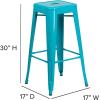 Flash Furniture 30″H Commercial Modern Metal Backless Barstool, Indoor/Outdoor Industrial Square Stacking Bar Stool for Patio Bars/Restaurants, Black(Crystal Teal-blue)