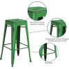 Flash Furniture 30″H Commercial Modern Metal Backless Barstool, Indoor/Outdoor Industrial Square Stacking Bar Stool for Patio Bars/Restaurants, Black(Distressed Green)