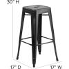 Flash Furniture 30″H Commercial Modern Metal Backless Barstool, Indoor/Outdoor Industrial Square Stacking Bar Stool for Patio Bars/Restaurants, Black(Distressed Black)