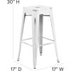 Flash Furniture 30″H Commercial Modern Metal Backless Barstool, Indoor/Outdoor Industrial Square Stacking Bar Stool for Patio Bars/Restaurants, Black(Distressed White)