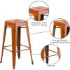 Flash Furniture 30″H Commercial Modern Metal Backless Barstool, Indoor/Outdoor Industrial Square Stacking Bar Stool for Patio Bars/Restaurants, Black(Distressed Orange)