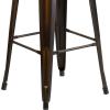 Flash Furniture 30″H Commercial Modern Metal Backless Barstool, Indoor/Outdoor Industrial Square Stacking Bar Stool for Patio Bars/Restaurants, Black(Distressed Copper)