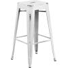 Flash Furniture 30″H Commercial Modern Metal Backless Barstool, Indoor/Outdoor Industrial Square Stacking Bar Stool for Patio Bars/Restaurants, Black(Distressed White)