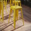 Flash Furniture 30″H Commercial Modern Metal Backless Barstool, Indoor/Outdoor Industrial Square Stacking Bar Stool for Patio Bars/Restaurants, Black(Distressed Yellow)
