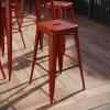 Flash Furniture 30″H Commercial Modern Metal Backless Barstool, Indoor/Outdoor Industrial Square Stacking Bar Stool for Patio Bars/Restaurants, Black(Distressed Kelly Red)