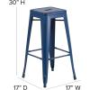 Flash Furniture 30″H Commercial Modern Metal Backless Barstool, Indoor/Outdoor Industrial Square Stacking Bar Stool for Patio Bars/Restaurants, Black(Distressed Antique Blue)