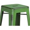 Flash Furniture 30″H Commercial Modern Metal Backless Barstool, Indoor/Outdoor Industrial Square Stacking Bar Stool for Patio Bars/Restaurants, Black(Distressed Green)