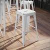 Flash Furniture 30″H Commercial Modern Metal Backless Barstool, Indoor/Outdoor Industrial Square Stacking Bar Stool for Patio Bars/Restaurants, Black(Distressed White)