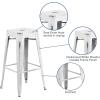 Flash Furniture 30″H Commercial Modern Metal Backless Barstool, Indoor/Outdoor Industrial Square Stacking Bar Stool for Patio Bars/Restaurants, Black(Distressed White)