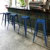 Flash Furniture 30″H Commercial Modern Metal Backless Barstool, Indoor/Outdoor Industrial Square Stacking Bar Stool for Patio Bars/Restaurants, Black(Distressed Antique Blue)