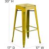Flash Furniture 30″H Commercial Modern Metal Backless Barstool, Indoor/Outdoor Industrial Square Stacking Bar Stool for Patio Bars/Restaurants, Black(Distressed Yellow)
