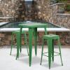 Flash Furniture 30″H Commercial Modern Metal Backless Barstool, Indoor/Outdoor Industrial Square Stacking Bar Stool for Patio Bars/Restaurants, Black(Green)