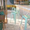 Flash Furniture 30″H Commercial Modern Metal Backless Barstool, Indoor/Outdoor Industrial Square Stacking Bar Stool for Patio Bars/Restaurants, Black(Mint Green)
