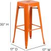 Flash Furniture 30″H Commercial Modern Metal Backless Barstool, Indoor/Outdoor Industrial Square Stacking Bar Stool for Patio Bars/Restaurants, Black(Orange)