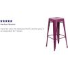 Flash Furniture 30″H Commercial Modern Metal Backless Barstool, Indoor/Outdoor Industrial Square Stacking Bar Stool for Patio Bars/Restaurants, Black(Purple)