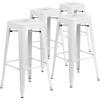 Flash Furniture 30″H Commercial Modern Metal Backless Barstool, Indoor/Outdoor Industrial Square Stacking Bar Stool for Patio Bars/Restaurants, Black(White)