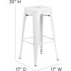 Flash Furniture 30″H Commercial Modern Metal Backless Barstool, Indoor/Outdoor Industrial Square Stacking Bar Stool for Patio Bars/Restaurants, Black(White)