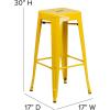 Flash Furniture 30″H Commercial Modern Metal Backless Barstool, Indoor/Outdoor Industrial Square Stacking Bar Stool for Patio Bars/Restaurants, Black(Yellow)